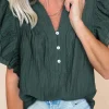 Online Dear-Lover Frilled V Neck Ruffled Cap Sleeve Blouse Skobeloff