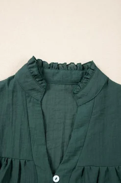 Online Dear-Lover Frilled V Neck Ruffled Cap Sleeve Blouse Skobeloff