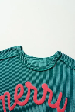 Best Dear-Lover Merry Graphic Corded Batwing Sleeve Knit Top Skobeloff