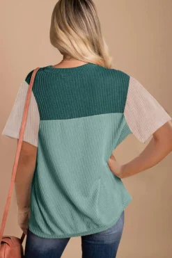 New Dear-Lover Rib Textured Colorblock T Shirt Skobeloff