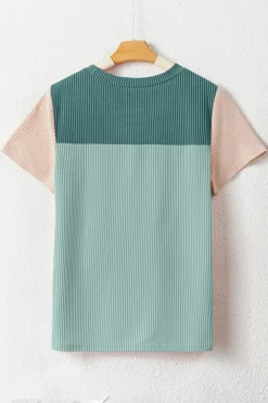 New Dear-Lover Rib Textured Colorblock T Shirt Skobeloff