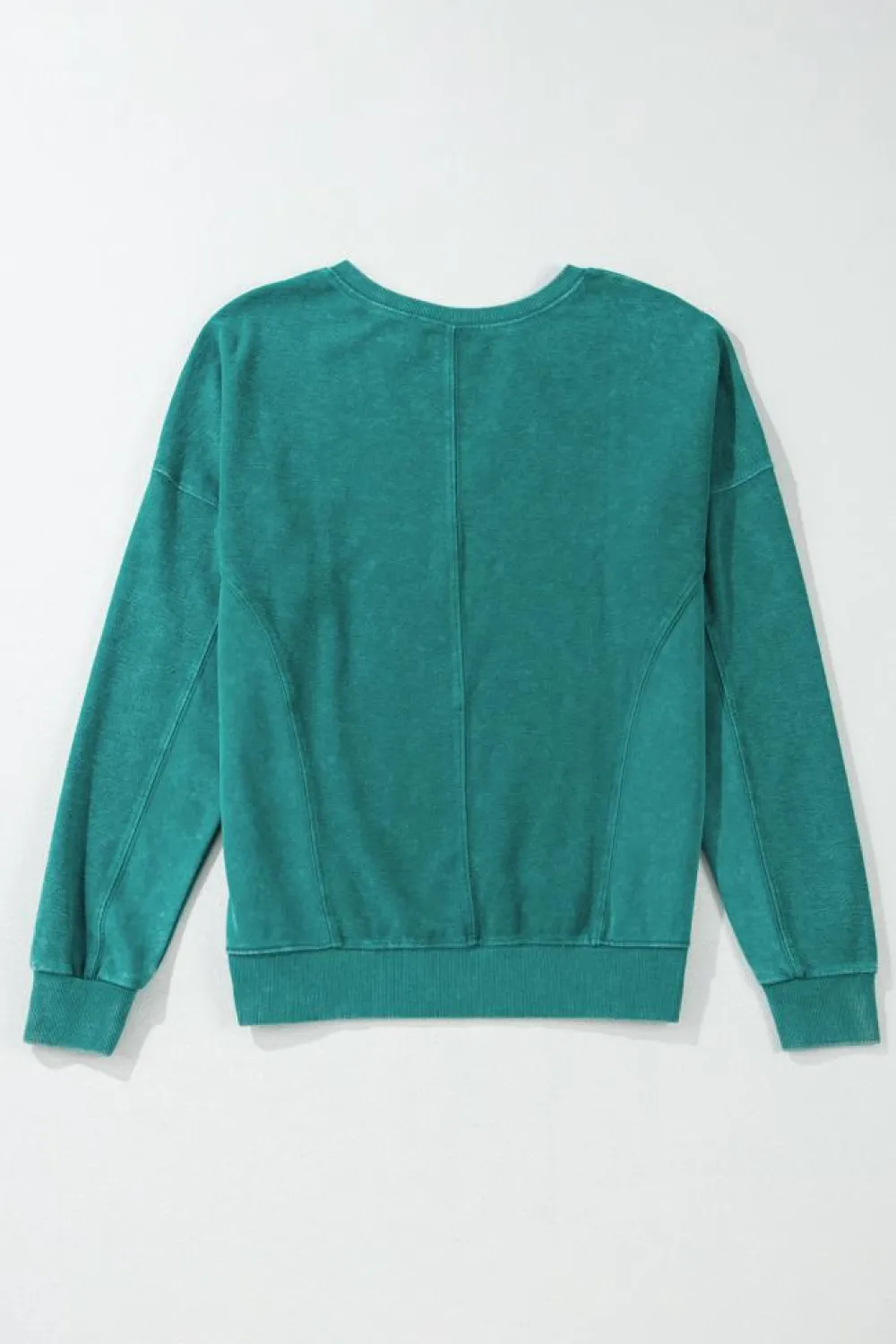 Sale Dear-Lover Solid Color Notched Neck Drop Shoulder Sweatshirt Skobeloff