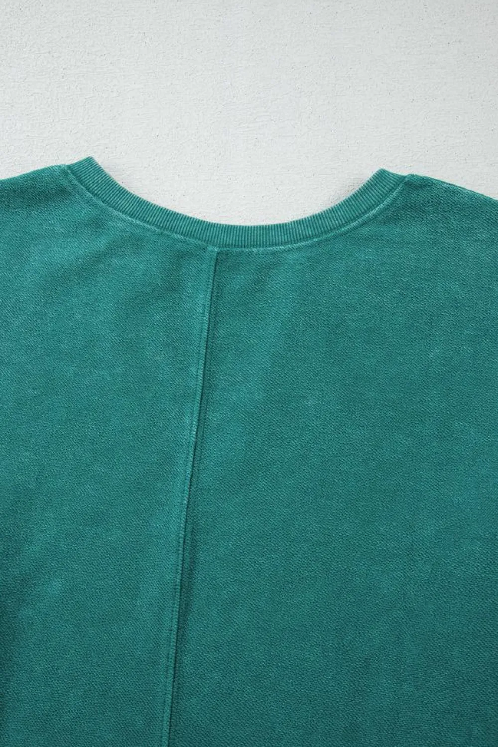 Sale Dear-Lover Solid Color Notched Neck Drop Shoulder Sweatshirt Skobeloff
