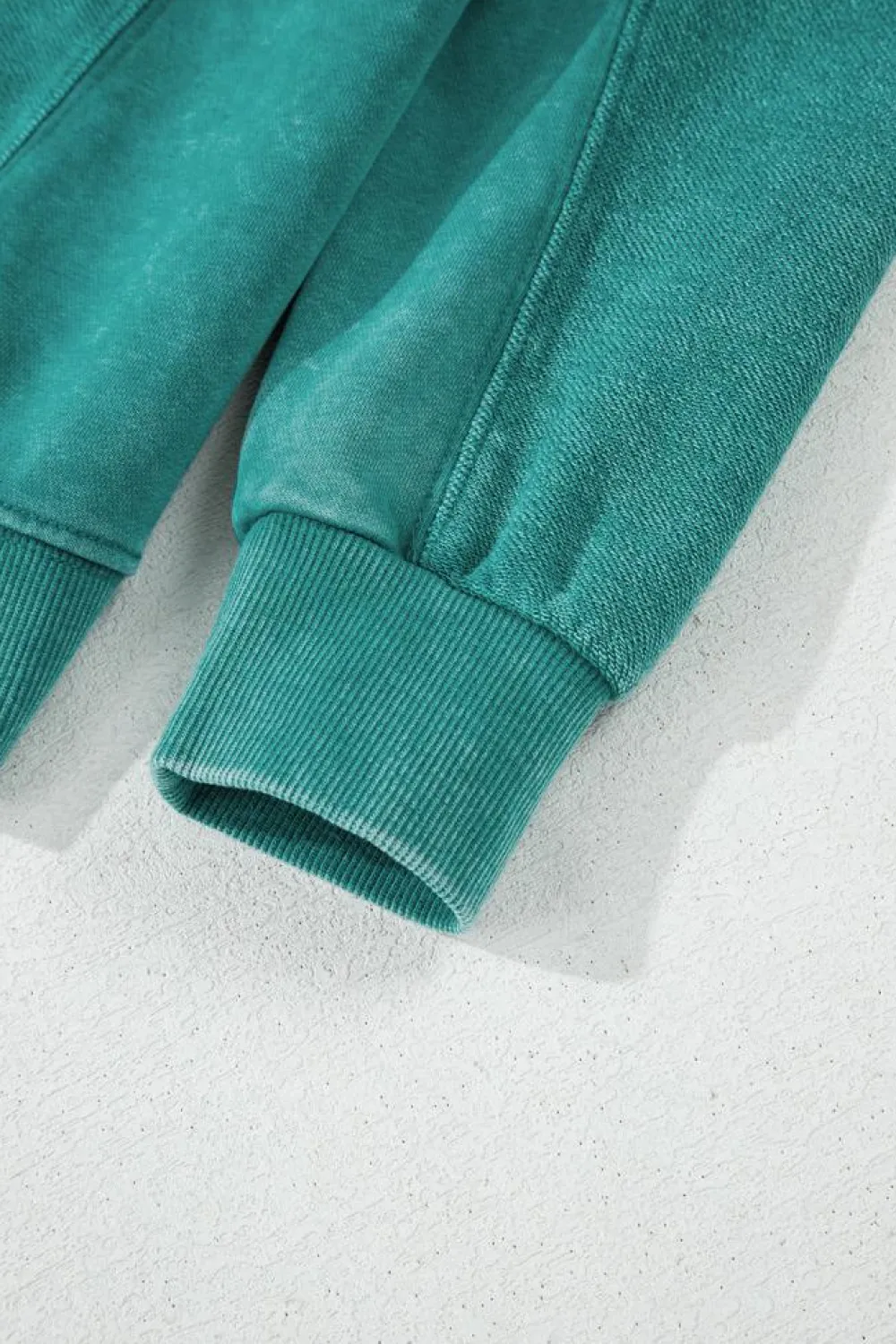 Sale Dear-Lover Solid Color Notched Neck Drop Shoulder Sweatshirt Skobeloff