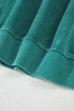 Sale Dear-Lover Solid Color Notched Neck Drop Shoulder Sweatshirt Skobeloff