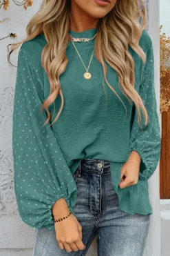 Sale Dear-Lover Swiss Dot Balloon Sleeve Loose Blouse Skobeloff