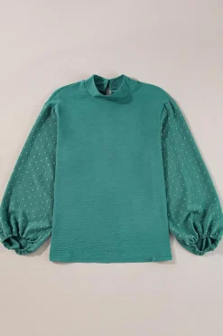 Sale Dear-Lover Swiss Dot Balloon Sleeve Loose Blouse Skobeloff