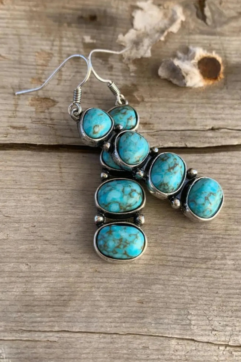 Clearance Dear-Lover Turquoise Stacked Dangle Earrings Skobeloff