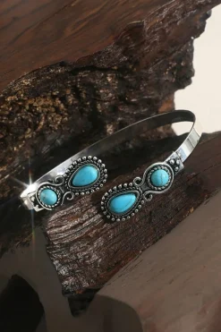 Clearance Dear-Lover Western Turquoise Stone Bracelet Skobeloff