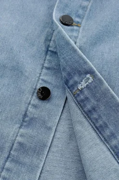Best Dear-Lover Acid Wash Flap Pocket Boyfriend Shacket Sky Blue