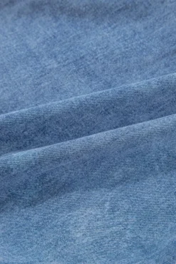 Hot Dear-Lover Acid Wash V Neck Tiered Denim Dress Sky Blue