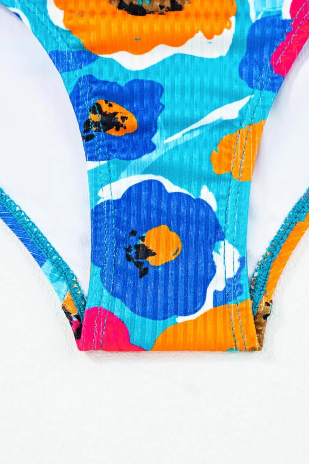 Sale Dear-Lover Sky Blue Adjustable Straps Ribbed Knit One Piece Swimsuit Sky Blue-2