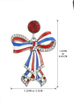Hot Dear-Lover American Flag Bow Knot Stud Dangle Earrings Sky Blue