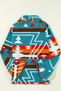 Online Dear-Lover Aztec Printed Lapel Bell Sleeve Jacket Sky Blue