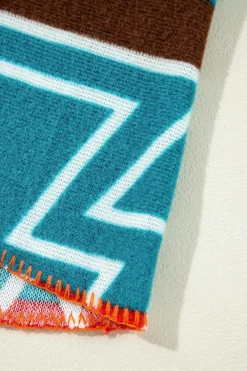 Online Dear-Lover Aztec Printed Lapel Bell Sleeve Jacket Sky Blue