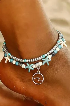Best Dear-Lover Beach Double Anklet Sky Blue