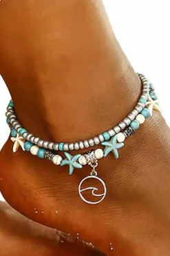 Best Dear-Lover Beach Double Anklet Sky Blue