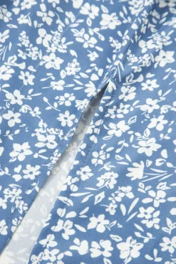 Outlet Dear-Lover Boho Floral High Waist Long Skirt with Side Split Sky Blue
