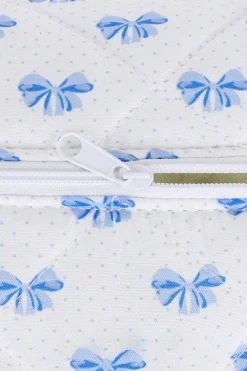 Discount Dear-Lover Bow Knot Quilted Zipper Makeup Bag Sky Blue