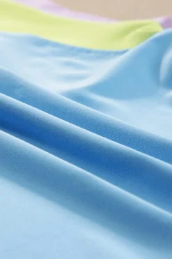 New Dear-Lover Color Block Detail Casual Two-piece Outfit Sky Blue