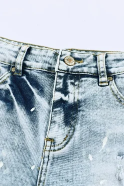 Best Dear-Lover Distressed Bleached Denim Shorts Sky Blue