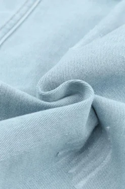 Outlet Dear-Lover Flap Pocket Buttoned Raw Hem Denim Jacket Sky Blue