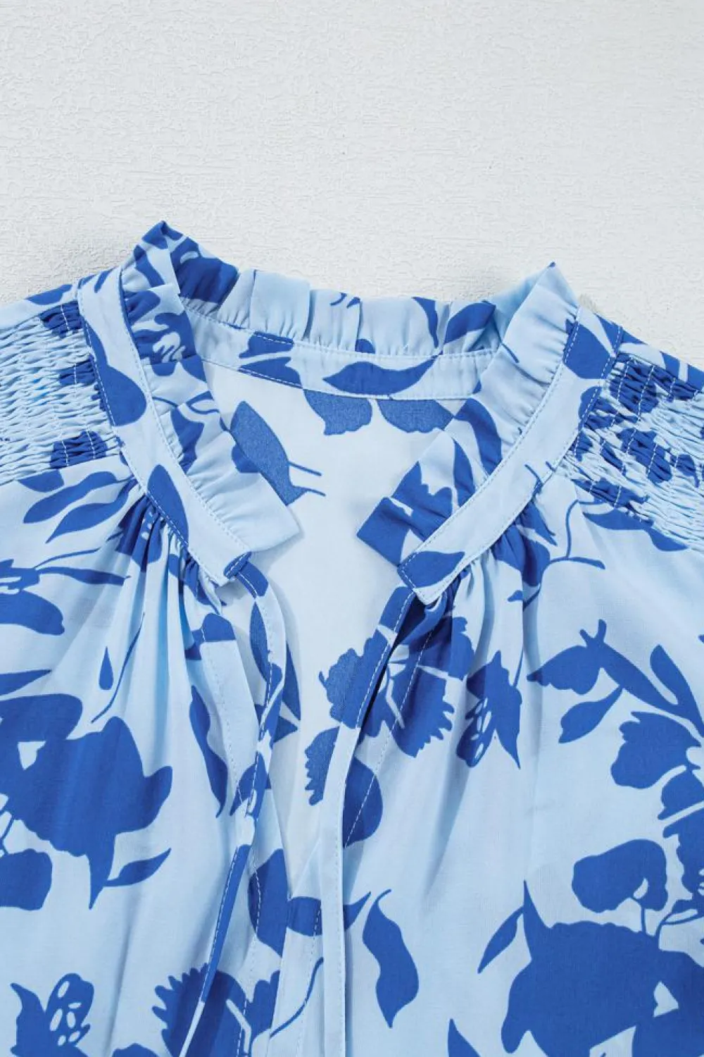 Hot Dear-Lover Floral Print Tiered Frilled Trim Flutter Sleeve Maxi Dress Sky Blue