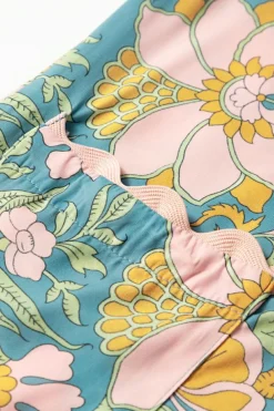 New Dear-Lover Floral Ricrac Trim V Neck Shift Mini Tank Dress Sky Blue