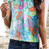 Best Dear-Lover Frilled Collar Floral Vest Sky Blue
