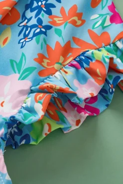 Best Dear-Lover Frilled Collar Floral Vest Sky Blue
