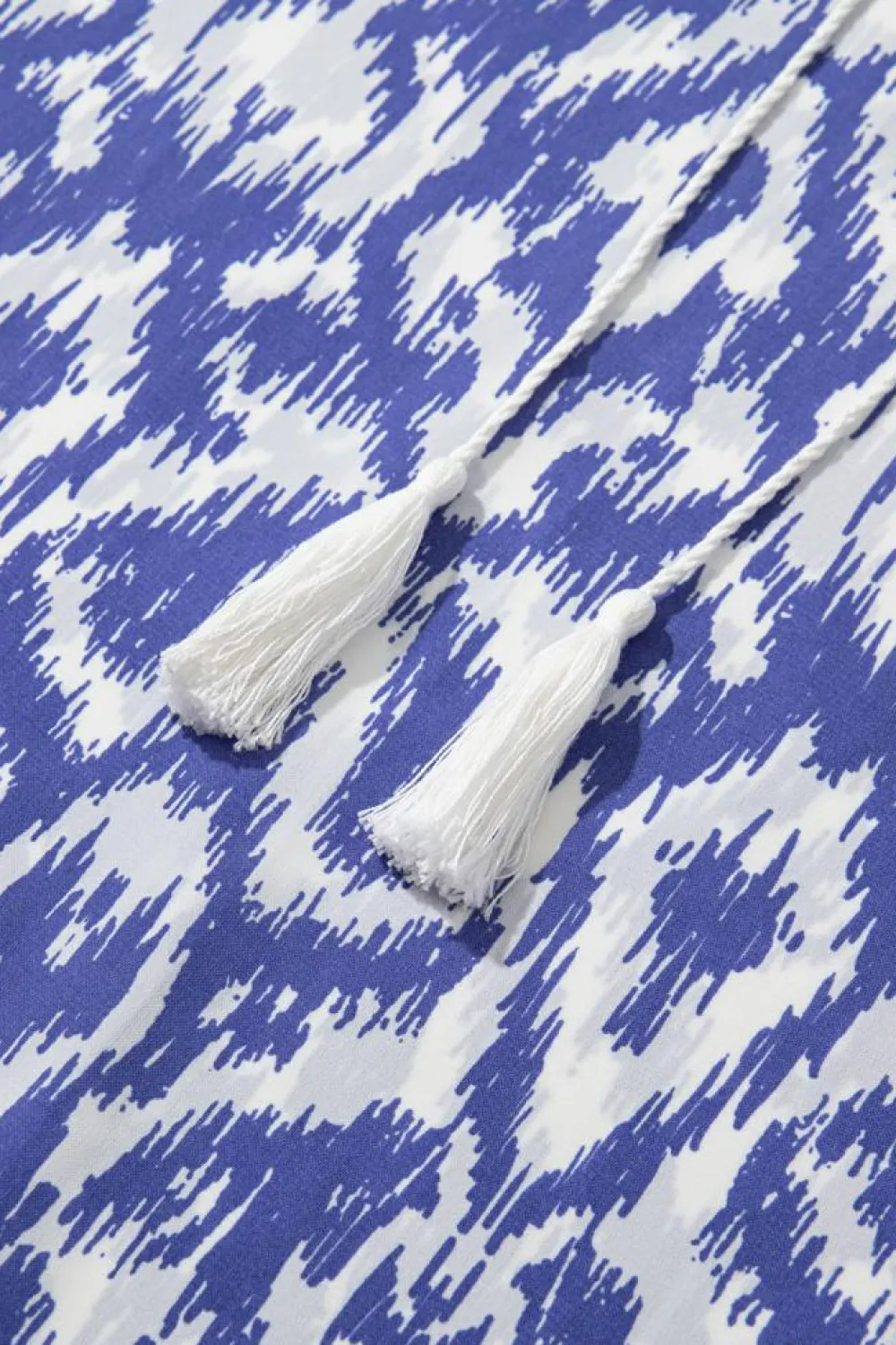 Fashion Dear-Lover Geometric Print V Neck Casual Long Dress Sky Blue