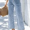 Sale Dear-Lover High Waist Cropped Wide Leg Jeans Sky Blue