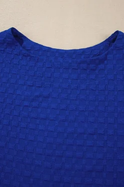 Best Dear-Lover Jacquard Textured Buttoned Tee and Shorts Set Sky Blue