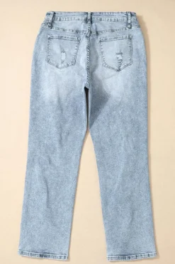New Dear-Lover Light Wash Frayed Slim Fit High Waist Jeans Sky Blue