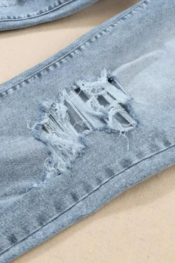 New Dear-Lover Light Wash Frayed Slim Fit High Waist Jeans Sky Blue