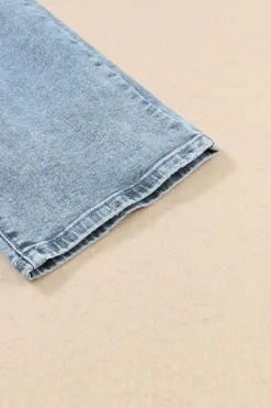 New Dear-Lover Light Wash Frayed Slim Fit High Waist Jeans Sky Blue