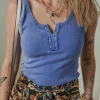 Best Dear-Lover Mineral Wash Ribbed Notch Neck Tank Top Sky Blue