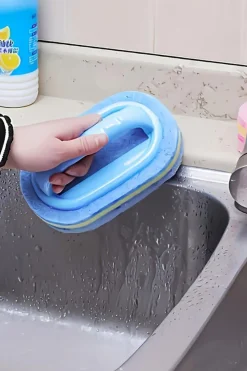 Outlet Dear-Lover Multifunctional Sponge Clean Brush with Handle Sky Blue