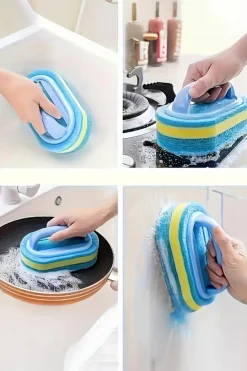 Outlet Dear-Lover Multifunctional Sponge Clean Brush with Handle Sky Blue