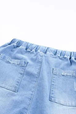 Hot Dear-Lover Pocketed Distressed Denim Joggers Sky Blue