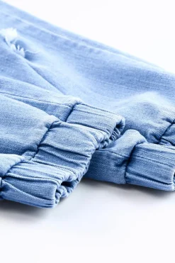 Hot Dear-Lover Pocketed Distressed Denim Joggers Sky Blue
