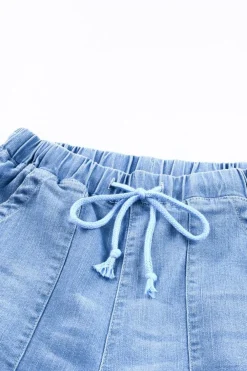 Hot Dear-Lover Pocketed Distressed Denim Joggers Sky Blue