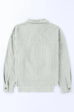 Clearance Dear-Lover Raw Hem Flap Pockets Cropped Corduroy Jacket Sky Blue