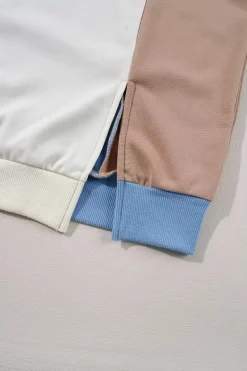 Best Dear-Lover Ribbed Detail Color Block Sleeve Baggy Sweatshirt Sky Blue