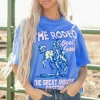Fashion Dear-Lover Rodeo Forever Western Graphic Tee Sky Blue