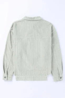 Online Dear-Lover Sequined Santa Claus Flap Pocket Corduroy Jacket Sky Blue
