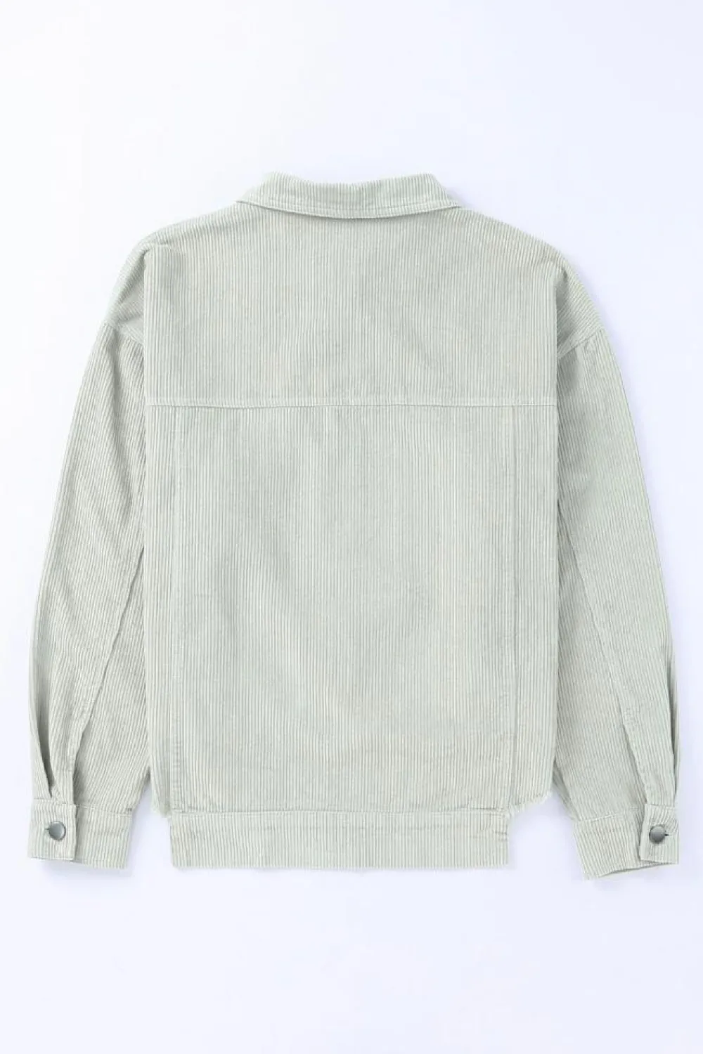 Online Dear-Lover Sequined Santa Claus Flap Pocket Corduroy Jacket Sky Blue