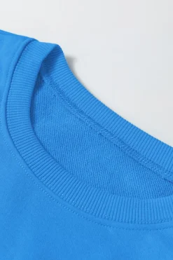 Outlet Dear-Lover Solid Color Drop Shoulder Long Sleeve Basic Sweatshirt Sky Blue