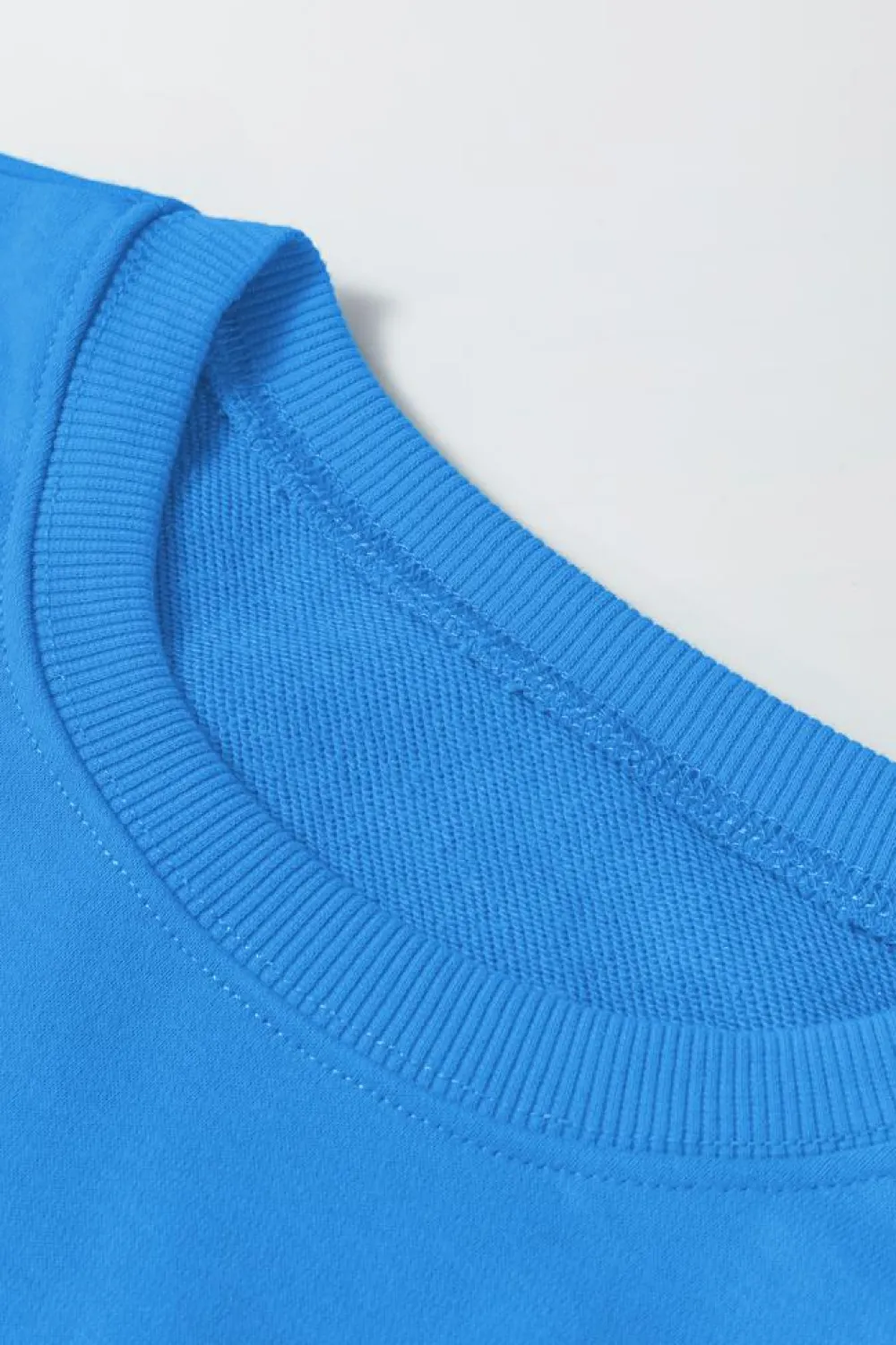 Outlet Dear-Lover Solid Color Drop Shoulder Long Sleeve Basic Sweatshirt Sky Blue