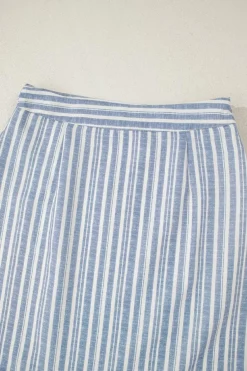 Outlet Dear-Lover Buttoned Office Waistcoat Mini Skirt Set Sky Blue Stripe